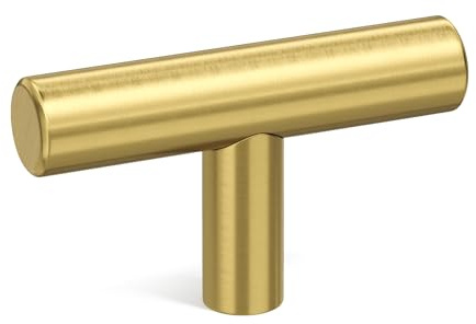 Goldenwarm 10 Pack Gold Cabinet Knobs Brushed Brass Drawer Knobs Gold Dresser Hardware - LS201GD Single Hole Handles for Kitchen Cupboard Doors Closet Hardware 2in Overall Length