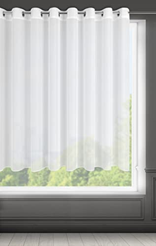 Eurofirany LUCY Voile Gardine Vorhang mit Ösen - 1 Stk. Transparent Gardine Leinenoptik Durchsichtig Einfarbige für Schlafzimmer Wohnzimmer Kinderzimmer, 300x160cm, Weiß