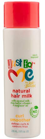 Just For Me Just for Me Natural Hair Milk Curl Smoother - Defines Curls & Controls Frizz, Contains Coconut Milk, Shea Butter, Vitamin E, Sunflower Oil, Lightweight Moisture, 8 oz