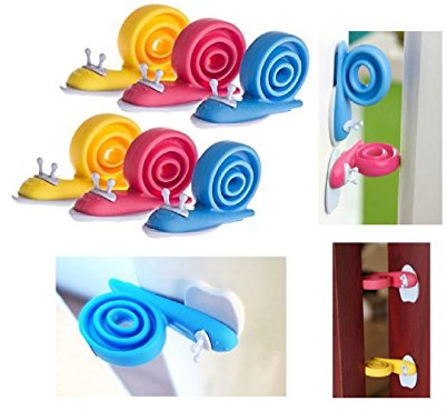 Our Fantasy Time Lot de 12 Mignon Escargot Butée de porte anti-pince-doigts, sécurité enfant pour portes et fenêtres .360 ° Rotatif