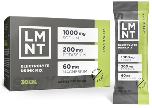 LMNT Keto Electrolyte Powder Packets | Paleo Hydration Powder | No Sugar, No Artificial Ingredients | Citrus Salt | 30 Stick Packs