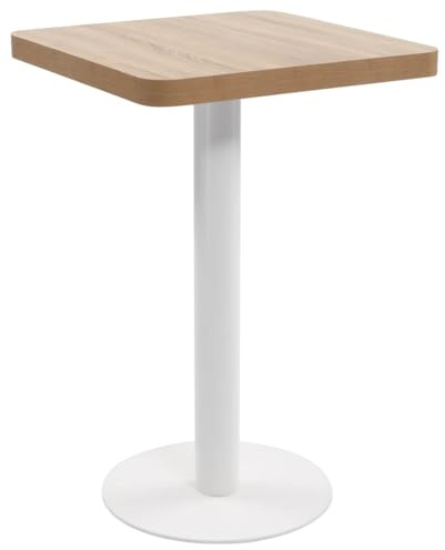 vidaXL Bistrotisch für 2 Personen Bartisch Bartresen Stehtisch Tresentisch Esstisch Tisch Küchentisch Partytisch Hellbraun 50x50cm MDF