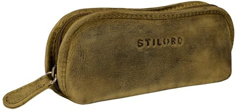 STILORD 'Glasgow' Brillenetui Leder für Lesebrille Sonnenbrille Tagesbrille Brillentasche Etui mit Reißverschluss Hülle Schutz Brille Echtes Vintage Leder, Farbe:mittel - braun