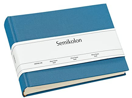 Semikolon 363971 Album Classic Small - 21,5 x 16 cm - 80 Seiten cremefarben, für 10 x 15 Fotos - azzurro hell-blau