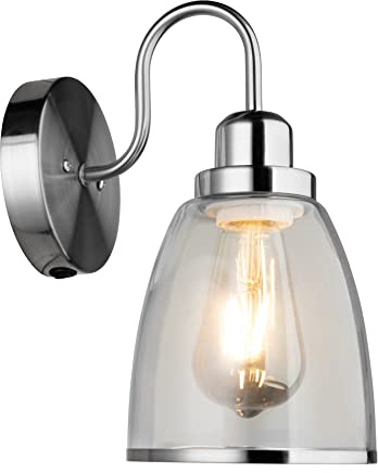 Lighting Supermarket Rossi Switched Wall Light - Clear Glass Shade - Silver Chrome