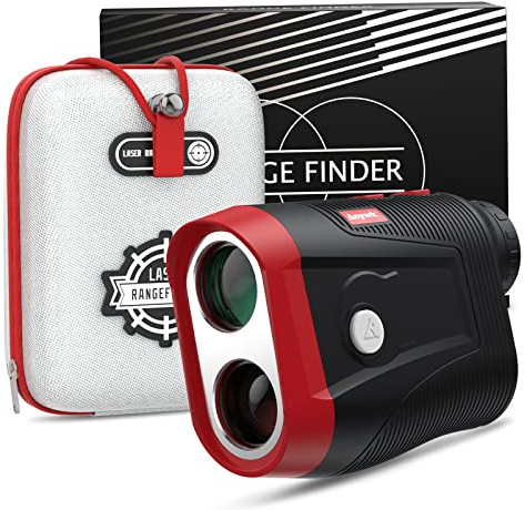 Golf Rangefinder, Anyork Laser Range Finder 6X, Rechargeable Hunting 1500 Yards Magnetic Cart Flag-Lock with Slope Adjustt, Continuous Scan-Tournat Legal Distance Finder, Red,Black, 104x35x70mm