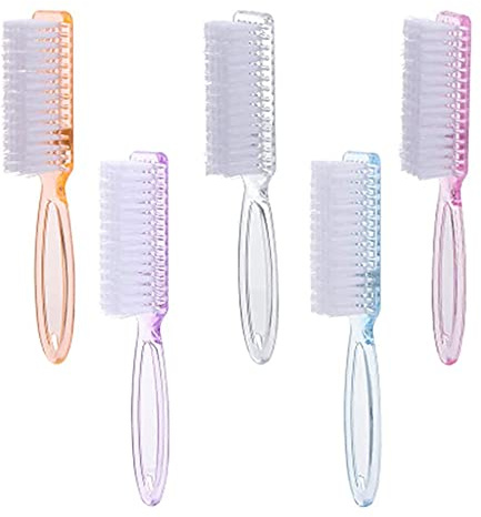 5 Pcs Handle Grip Nail Brushes Nail Arts Dust Cleaner Brush Colorful Long Handle Nail Cleaning Brushes Manicure Brush for Toes and Nails