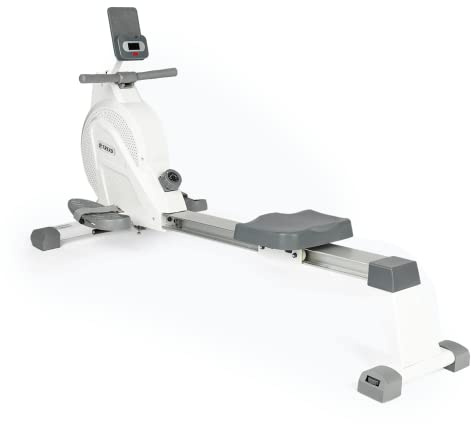 TREXO Máquina de Remo con Sistema de Resistencia magnética 1-16, Disco de inercia ponderado, Pantalla de 3,5 kg, construcción Estable, ergómetro, Entrenador de Remo, Color Blanco RM100