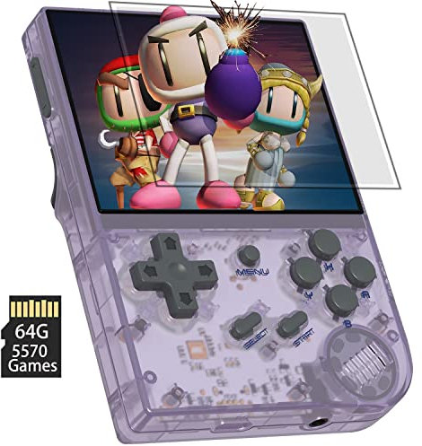 RG35XX G350 Retro Handheld Game Console 3.5 Inch IPS Screen 640 x 480 Linux System with a 64G Card Pre-Installed 4371 Games Supports HDMI and TV Output 3200mAh Battery