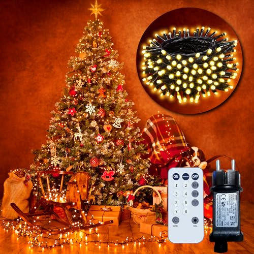 Led Lichterkette Innen mit Stecker 420LEDs 50.28M Weihnachtsbaum Lichterkette Lange Outdoor Lichterkette Strom IP65 Wasserdicht Lichterketten Kinderzimmer, Balkon, Party, Garten Beleuchtung-Warmweiß