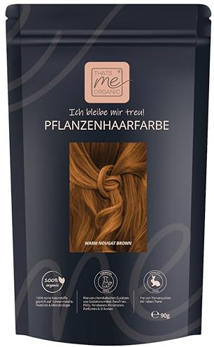 Thats me Organic® Profi Pflanzenhaarfarbe Nachfüllpack (warm nougat brown) – Bio Haarfarbe ohne Chemie – Ideale Haarfarbe auch während der Schwangerschaft und Stillzeit