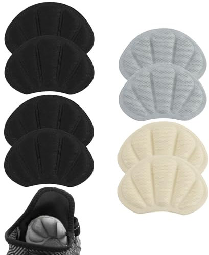4 Paia di Cuscinetti per Scarpe Troppo Grandi, Autoadesivi per Scarpe per Donne e Uomini, Protezione Tallone Scarpe Antiscivolo, Prevenire le Vesciche per la cura dei piedi(Beige, Nero, Grigio)