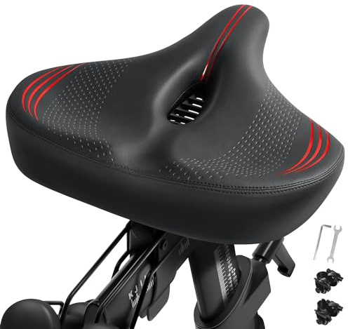 Oversized Bike Seat Cushion for Peloton Bike & Bike+, Comfort Bicycle Seat Replacement for Men & Women, Extra Wide Bike Saddle Compatible with Peloton, Echelon, Exercise, Electric, Cruiser Bikes