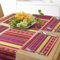 ABAKUHAUS Mexikaner Tischläufer & 4 Stück Tischsets, Vibrierendes farbiges gestreiftes Muster mit abstrakten Eidechsen-Tierfigur-Volksgrenzen, Tischdeko-Set, 180 x 40 cm, Gelb Magenta
