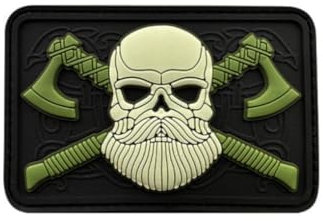 Parche de PVC con Vikingo. Parche para Mochila Táctica Militar, Chaleco Crossfit, Gorra. (Verde y negro)