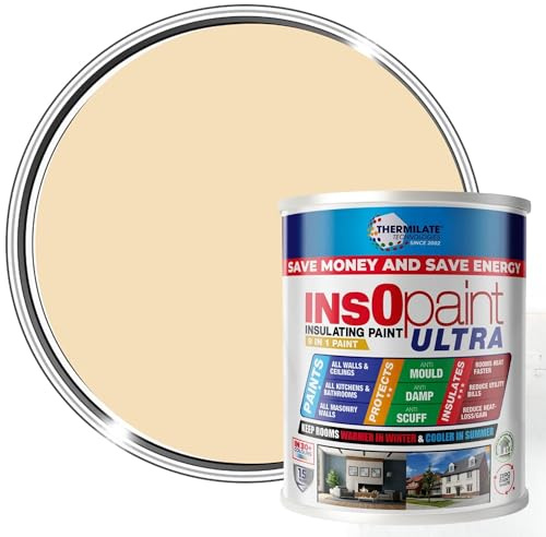 Thermilate InsOpaint ULTRA INSULATION PAINT Advance Energy Saving Paint Keep Room Warm | 1L | Tough Acrylic Emulsion Wall Ceiling Paint (Matchstick)
