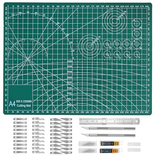A3 Cutting Mat,Thickened Self Healing Sewing Cutting Mat, 33X22 CM, Double Sided Table Cutting Board for Fabric Quilting Leather Arts Hobby,Green