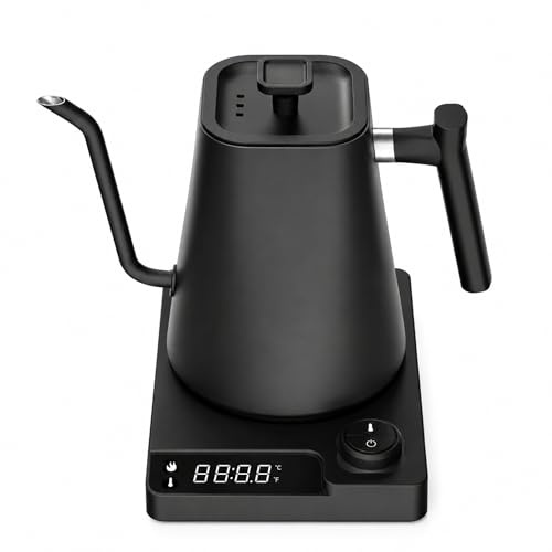 VICBINLY Electric Gooseneck Kettle, Pour Over Coffee and Tea Kettle, 0.9L Tea Kettles, 1200 Watt Quick Heating, Boil-Dry Protection, Temperature Control, Matte Black TKBK02G