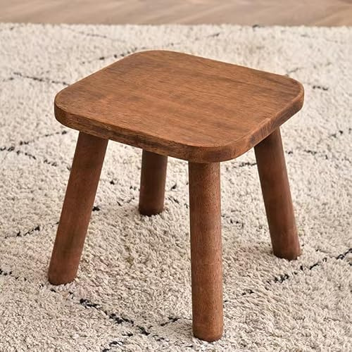 Natural Solid Wood Step Stool for Adults Sturdy Square Stool Multi-Use Foot Stool for Bathroom, Kitchen, Bedroom Easy Tool-Free Assembly, Holds 300lbs