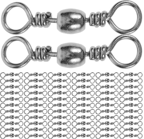 DECHOUS 150pcs Barrel Swivels Fishing Connectors Rolling Ball Bearing, Heavy-Duty Snap Link Swivels for Saltwater and Freshwater Fishing Line Tackle Accessories