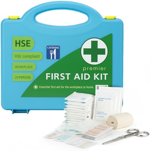 HSE Catering Premier First Aid Kit 1–20 Person – Compact, Compliant Workplace Kit for Office, Shop, Warehouse with Complete Essential Supplies