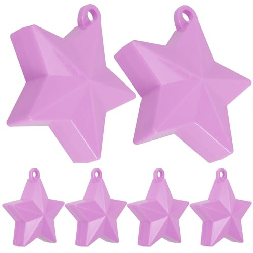 HOMSFOU Pesi per Palloncini a Stella Cava 6 Pezzi Colore Lilla, Design Cavo Riempibile, Set Ancoraggi per Decorazioni di Compleanno e Feste, Accessori Riutilizzabili per Stabilizzare