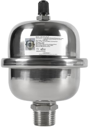 HeSun Mini vase d'expansion thermique de 7,6 litres, connexion MIP en acier inoxydable de 1,27 cm, maintient une pression sûre pour chauffe-eau sans réservoir