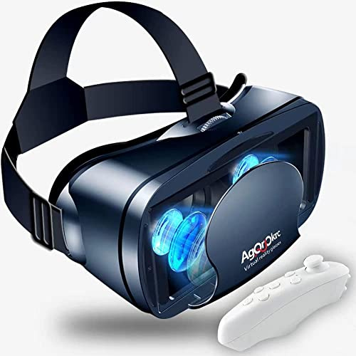 Cuffie Occhiali 3D VR con controller regolabile Supporto per realtà virtuale Protezione degli occhi Blu-ray HD da 5-7 pollici per telefono cellulare Android(nero)