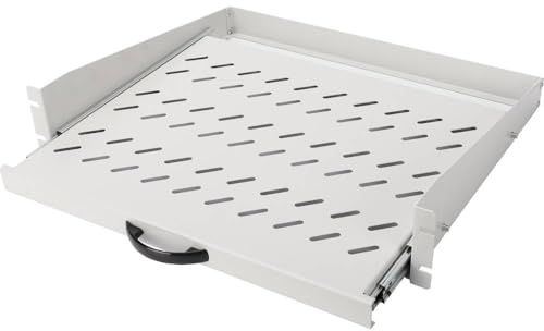 DIGITUS Professional - Baldas extraíbles para armarios de 483 mm (19) - DN-19-TRAY-2-450 - Adjunto en frente, carga 30 kg, desde 450 mm profundidad, 2 unidades de altura, color gris