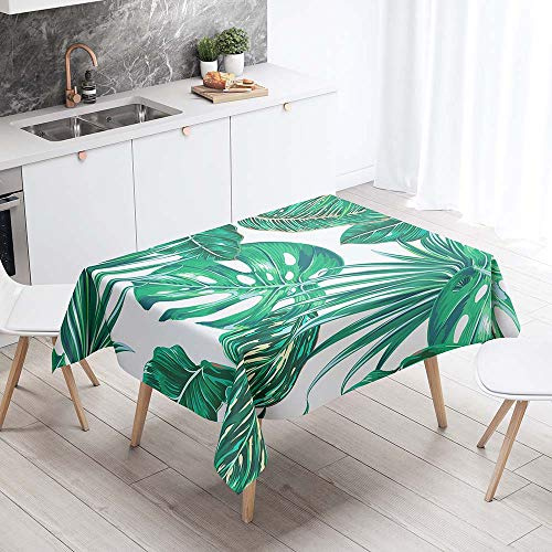 Tovaglie da Tavolo Impermeabile Rettangolare, Chickw11 Antimacchia Antipolvere da Tavolino Cucina Tavolo da Giardino Decorazione Foglie Tropicali Stampa 3D (Verde scuro,140x260cm)