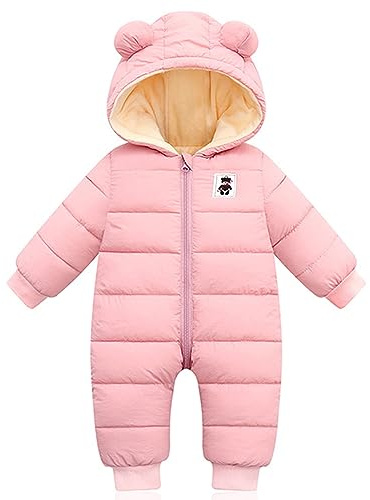 Minizone Bébé Barboteuse à Capuche, Hiver Grenouillères Garçons Filles Manche longue Jumpsuit Manteau Chaud Fleece Enfant Vêtement Cadeau 0-3 mois