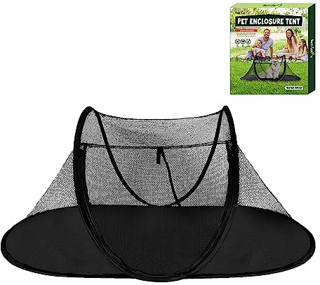 Cat Tent Outdoor, Pet Enclosure Tent Suitable for Cats and Small Animals, Indoor Playpen Portable Exercise Tent with Carry Bag（Black）