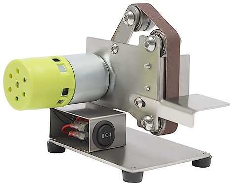 Mini-Bandschleifer mit 10 x 330 mm Schleifbänder, 150 W Max.10000 RPM DIY-Poliermaschinen-Schleifer - 7-fach einstellbare Stromzufuhr +3-teiliger Schraubenschlüssel Gemischte Körnung