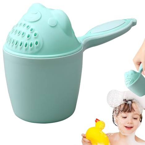 Teksome Bicchiere per risciacquo per bambini, creativo a cascata, tazza per lavare i capelli del bambino, con manico, riutilizzabile, simpatica tazza a forma di animale per lavaggio di neonati e