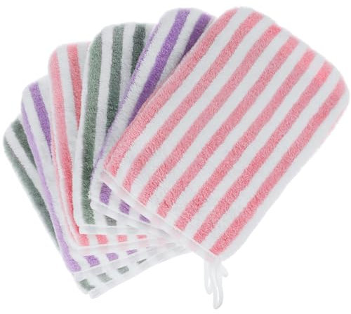 PHOGARY 6 Waschlappen Coral Fleece Waschhandschuh Frottee, 13x20cm Kleine Waschhandschuhe Weiches Gesichtshandschuh für Gesicht, Wiederverwendbare Make-up-Entferner-Handschuhe (3 Farben)
