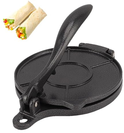 Prensa de tortilla de aluminio, fabricante de tortillas de harina, prensa para tortillas para uso en la cocina, uso doméstico (16 cm, negro)