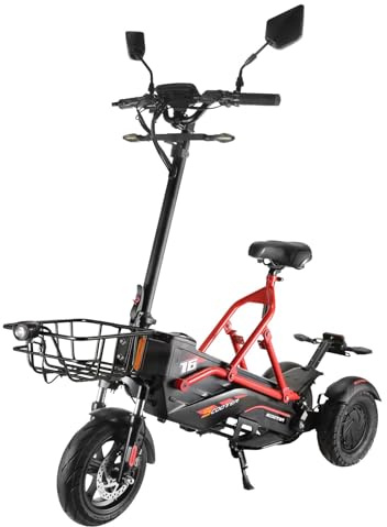 F020 Triciclo Electrico Adulto, Batería Extraíble de 48V/ 22.5Ah, Triciclo Plegable, Cesta Delantera, Velocidad Ajustable para Adultos y Ancianos