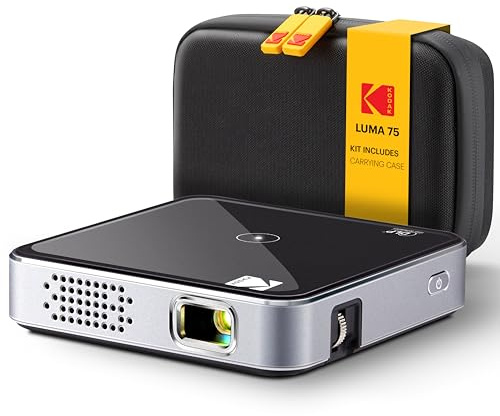 Kodak Ultra Mini Rechargeable Pocket Projector – DLP Pico Black Projector 100” Display, HDMI/USB/Micro SD, Built-in Speaker & Carrying Case