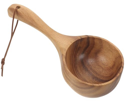 LIFKICH Cucharón de Agua para Baño de Madera Marrón Diseño Ergonómico y Práctico, Accesorio Adecuado para Sauna y Riego en Jardín