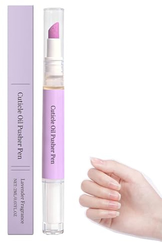Lápiz de aceite para cutículas 2 en 1, empujador de cutículas, lápiz de aceite con punta de cerámica, lápiz de aceite para cutículas, lápiz quitacutículas para uñas secas y duraderas (1 unidad)