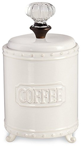Mud Pie ceramic Coffee Canister Door Knob Handle, White
