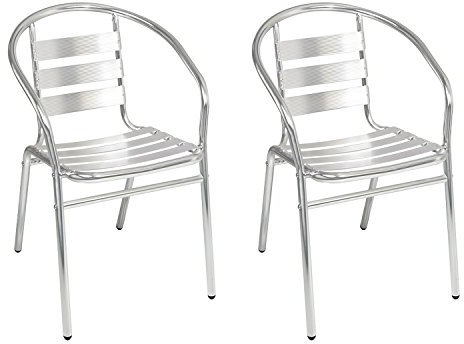 Mojawo 2 Stück Stapelstuhl Campingstuhl Gartenstuhl stabile Aluminium Silber Bistrostühle stapelbar Alustuhl Balkonmöbel Gartensitzmöbel Küchenstuhl