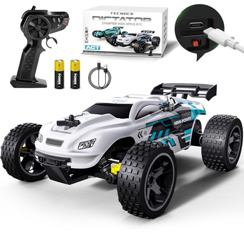 Tecnock RC Remote Control Car for Kids, 1:18 High Speed 20 KM/H 2WD RC Buggy, 2.4GHz Off Road Racing Car with Rechargeable Batteries, Gift for Boys and Girls