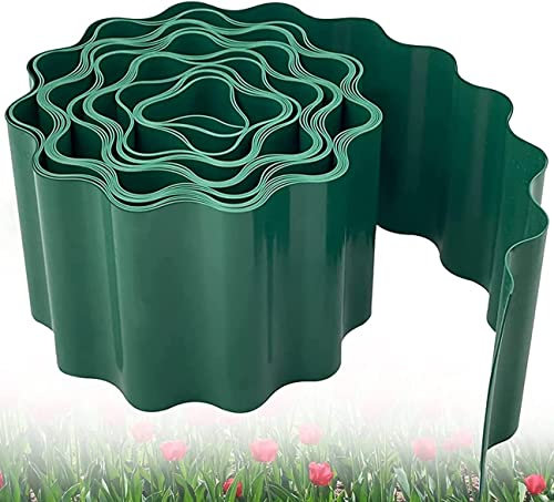 KAHEIGN Plastic Garden Edging, 9m x 10cm Flexible Lawn Edging Fence for Garden Borders, Flower Beds and DIY Outdoors Landscaping