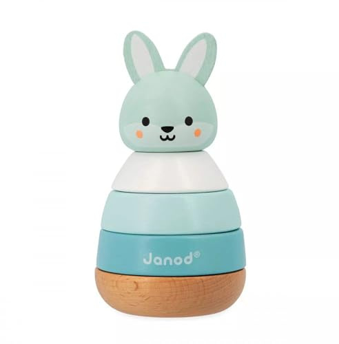 Janod - FSC Wood Stackable Rabbit - 4 Stackable Pieces - Early-Years Toy - Fine Motor Skills - In Partnership with WWF - 12 Months +, J08653