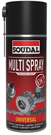 Soudal Multispray 8-faldig effekt rostlösande smörjmedel rengöring krypolja korrosionsskydd kontaktspray skyddsspray avfettningsmedel 400 ml burk
