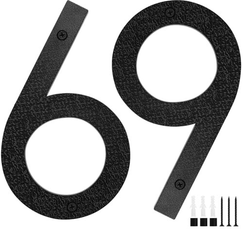 Hausnummer Schwarz, 20cm Hausnummern Groß, Schwebender Hausnummernschild, Straßennummer Türnummer aus ABS Kunststoff in 3D Effekt für Bürotüren, Briefkästen, Garagen (Ziffer 6/9)