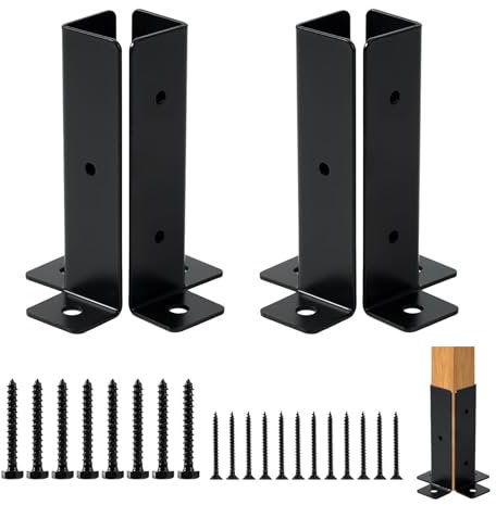 Anchors de poste de servicio pesado - Base de montaje de concreto, kit de soportes postales posteriores | Soporte de poste resistente personalizable de hierro, ancla de acero galvanizado para metal de