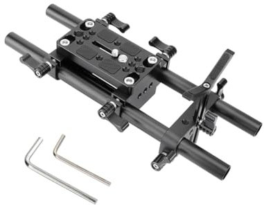 Hxhsgmeh Plaque de montage pour appareil photo reflex numérique Pro - Support d'épaule - Plaque de montage sur trépied avec support d'objectif - Tiges de 15 mm (A)