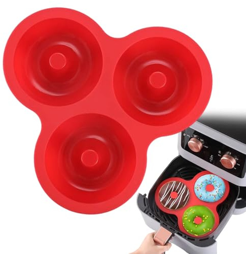 Genérico Molde de Silicona para Donuts | Bandeja De Silicona Resistente Al Calor - Molde De Rosquillas Para Air Fryer Y Hornear - Para Pasteles Bagels Snacks Cocina Desayuno Fiestas Cumpleaños